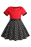 Load image into Gallery viewer, Bateau Neck Polka Dots White Vintage Girl Dresses