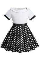 Load image into Gallery viewer, Bateau Neck Polka Dots White Vintage Girl Dresses