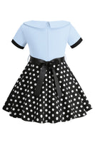 Load image into Gallery viewer, Bateau Neck Polka Dots White Vintage Girl Dresses