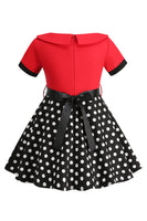 Load image into Gallery viewer, Bateau Neck Polka Dots White Vintage Girl Dresses
