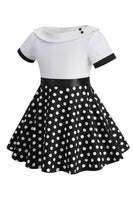 Load image into Gallery viewer, Bateau Neck Polka Dots White Vintage Girl Dresses