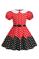 Load image into Gallery viewer, Puff Sleeves Polka Dots Black A Line Girls&#39; Dress