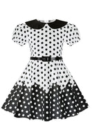 Load image into Gallery viewer, Puff Sleeves Polka Dots Black A Line Girls&#39; Dress