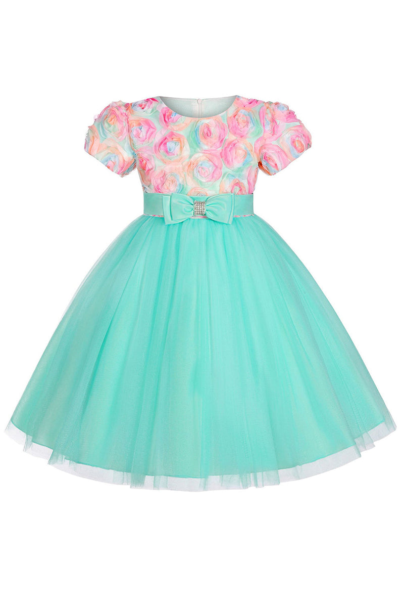 Load image into Gallery viewer, A Line Jewel Neck Green Tulle Girl Dress