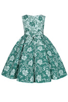 Load image into Gallery viewer, Cute Jewel Neck Pink Jacquard Girl Dress