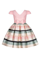 Load image into Gallery viewer, A Line V Neck Red Girl Dress with Cap Sleeves