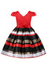 Load image into Gallery viewer, A Line V Neck Red Girl Dress with Cap Sleeves