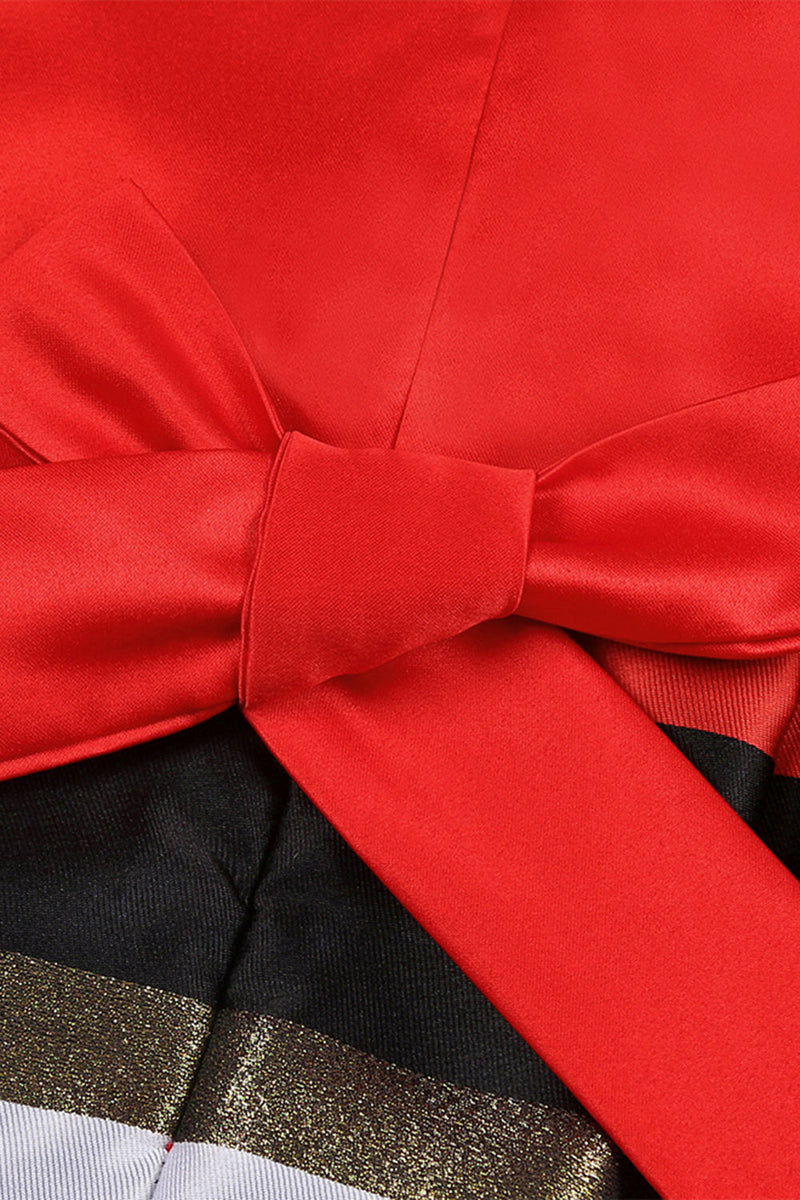 Load image into Gallery viewer, A Line V Neck Red Girl Dress with Cap Sleeves