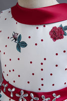 Load image into Gallery viewer, A Line Jewel Neck Blue Printed Girl Dress