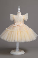 Load image into Gallery viewer, A Line Jewel Neck Red Girl Dress with Bowknot