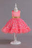 Load image into Gallery viewer, A Line Jewel Neck Pink Girl Party Dress with Appliques