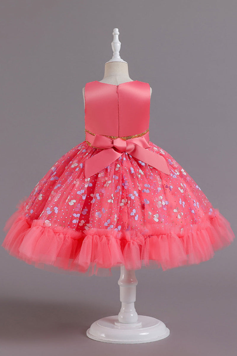 Load image into Gallery viewer, A Line Jewel Neck Pink Girl Party Dress with Appliques