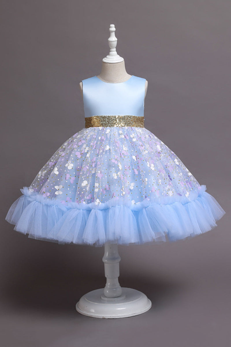 Load image into Gallery viewer, A Line Jewel Neck Pink Girl Party Dress with Appliques