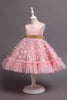 Load image into Gallery viewer, A Line Jewel Neck Pink Girl Party Dress with Appliques