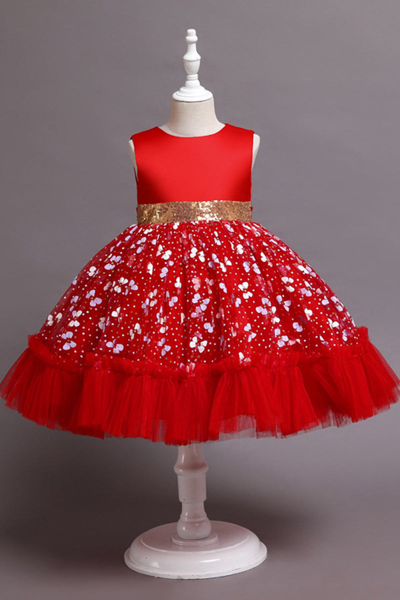 Load image into Gallery viewer, A Line Jewel Neck Pink Girl Party Dress with Appliques