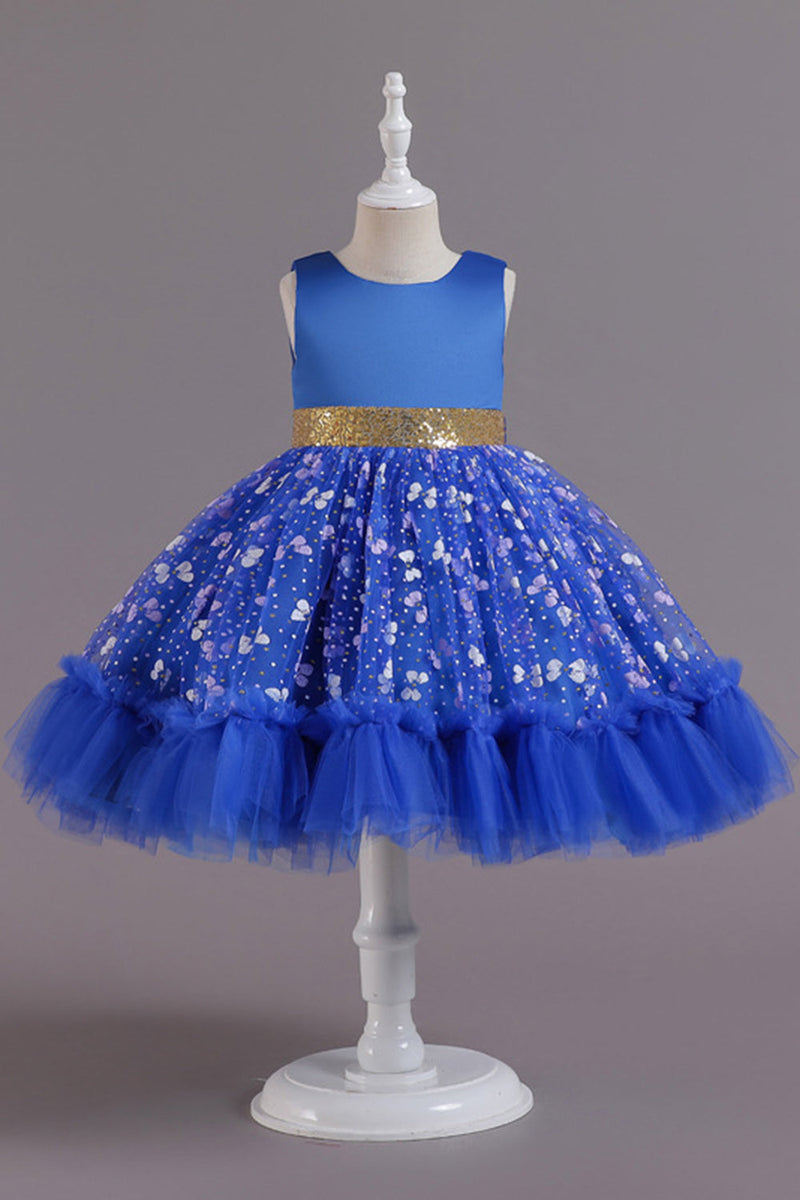 Load image into Gallery viewer, A Line Jewel Neck Pink Girl Party Dress with Appliques