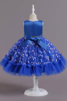 Load image into Gallery viewer, A Line Jewel Neck Pink Girl Party Dress with Appliques