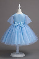 Load image into Gallery viewer, A Line Off the Shoulder Burgundy Tulle Girl Dress