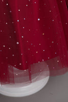 Load image into Gallery viewer, A Line Off the Shoulder Burgundy Tulle Girl Dress