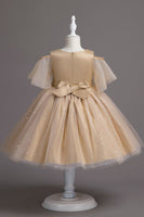 Load image into Gallery viewer, A Line Off the Shoulder Burgundy Tulle Girl Dress