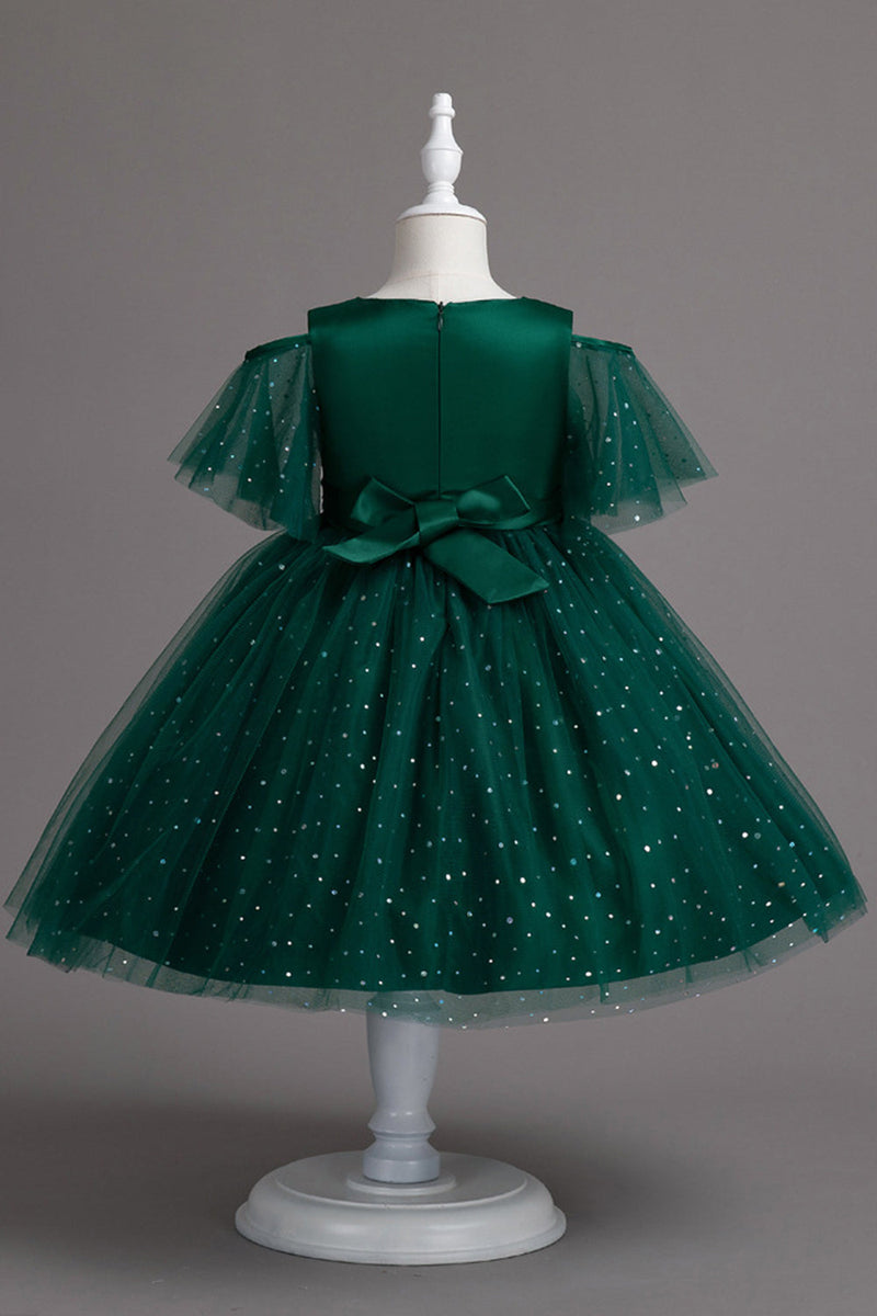 Load image into Gallery viewer, A Line Off the Shoulder Burgundy Tulle Girl Dress