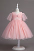Load image into Gallery viewer, A Line Off the Shoulder Burgundy Tulle Girl Dress