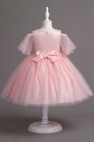 Load image into Gallery viewer, A Line Off the Shoulder Burgundy Tulle Girl Dress