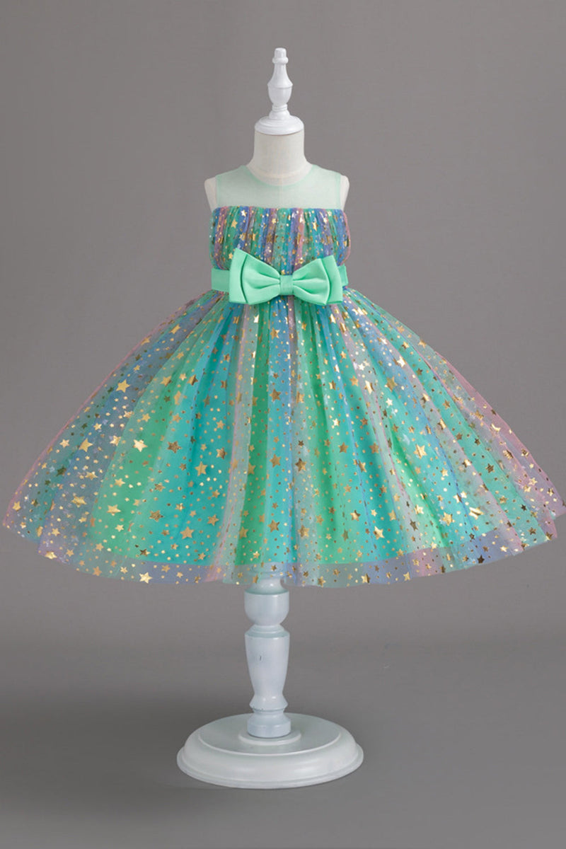 Load image into Gallery viewer, A Line Jewel Neck Blush Girl Party Dress with Bowknot