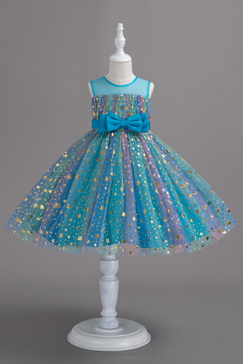 Load image into Gallery viewer, A Line Jewel Neck Blush Girl Party Dress with Bowknot