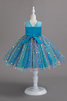 Load image into Gallery viewer, A Line Jewel Neck Blush Girl Party Dress with Bowknot