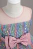 Load image into Gallery viewer, A Line Jewel Neck Blush Girl Party Dress with Bowknot