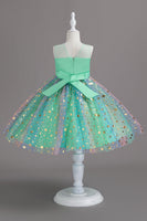 Load image into Gallery viewer, A Line Jewel Neck Blush Girl Party Dress with Bowknot