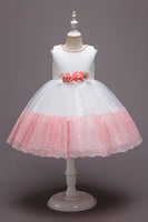 Load image into Gallery viewer, Pink Sleeveless Flower Tulle Girls&#39; Dress With Bow