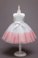 Load image into Gallery viewer, Pink Sleeveless Flower Tulle Girls&#39; Dress With Bow