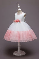 Load image into Gallery viewer, Pink Sleeveless Flower Tulle Girls&#39; Dress With Bow