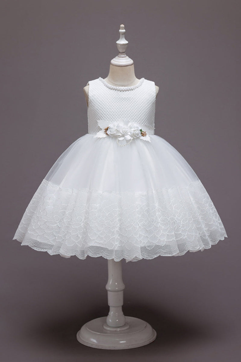 Load image into Gallery viewer, Pink Sleeveless Flower Tulle Girls&#39; Dress With Bow
