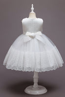 Load image into Gallery viewer, Pink Sleeveless Flower Tulle Girls&#39; Dress With Bow