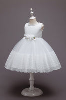Load image into Gallery viewer, Pink Sleeveless Flower Tulle Girls&#39; Dress With Bow