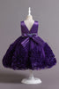 Load image into Gallery viewer, Fuchsia A Line Sequin Flower Girls&#39; Party Dress With Bow
