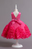 Load image into Gallery viewer, Fuchsia A Line Sequin Flower Girls&#39; Party Dress With Bow