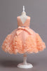 Load image into Gallery viewer, Fuchsia A Line Sequin Flower Girls&#39; Party Dress With Bow