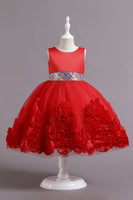 Load image into Gallery viewer, Fuchsia A Line Sequin Flower Girls&#39; Party Dress With Bow