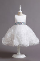 Load image into Gallery viewer, Fuchsia A Line Sequin Flower Girls&#39; Party Dress With Bow