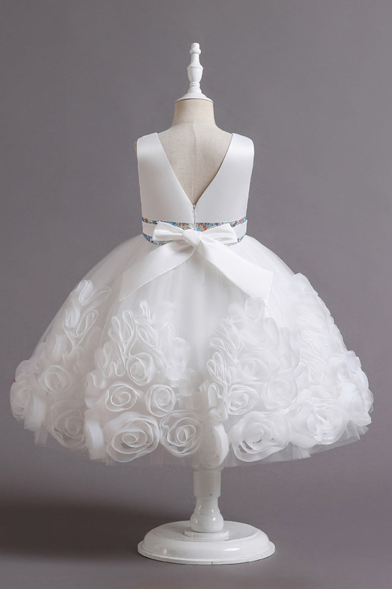 Load image into Gallery viewer, Fuchsia A Line Sequin Flower Girls&#39; Party Dress With Bow