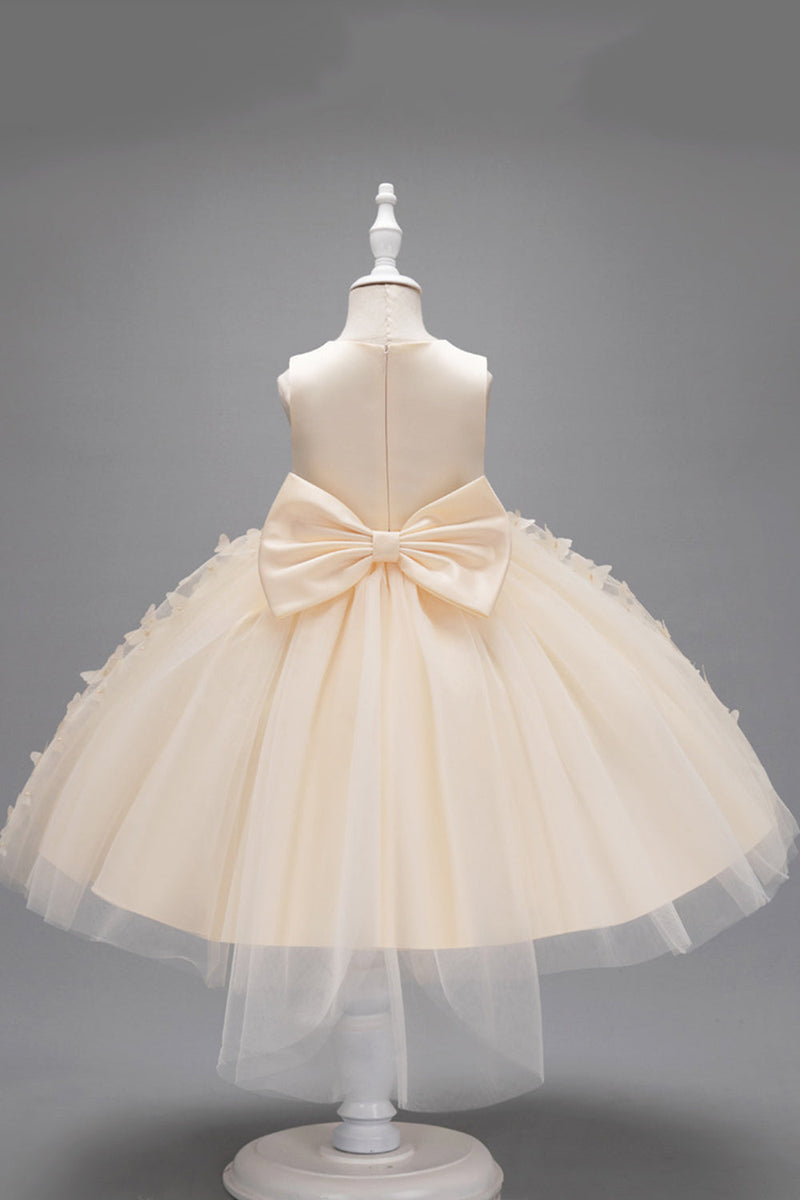 Load image into Gallery viewer, Champagne Princess Butterfly Tulle Girls&#39; Dress With Bow