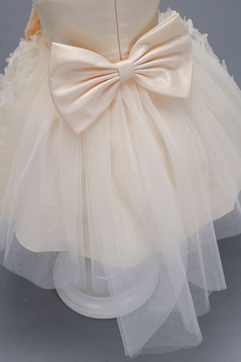 Load image into Gallery viewer, Champagne Princess Butterfly Tulle Girls&#39; Dress With Bow