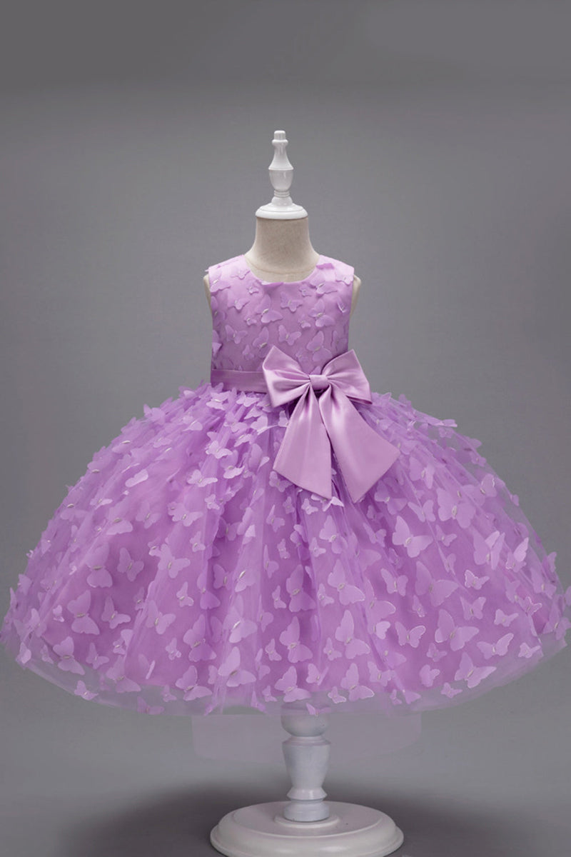 Load image into Gallery viewer, Champagne Princess Butterfly Tulle Girls&#39; Dress With Bow