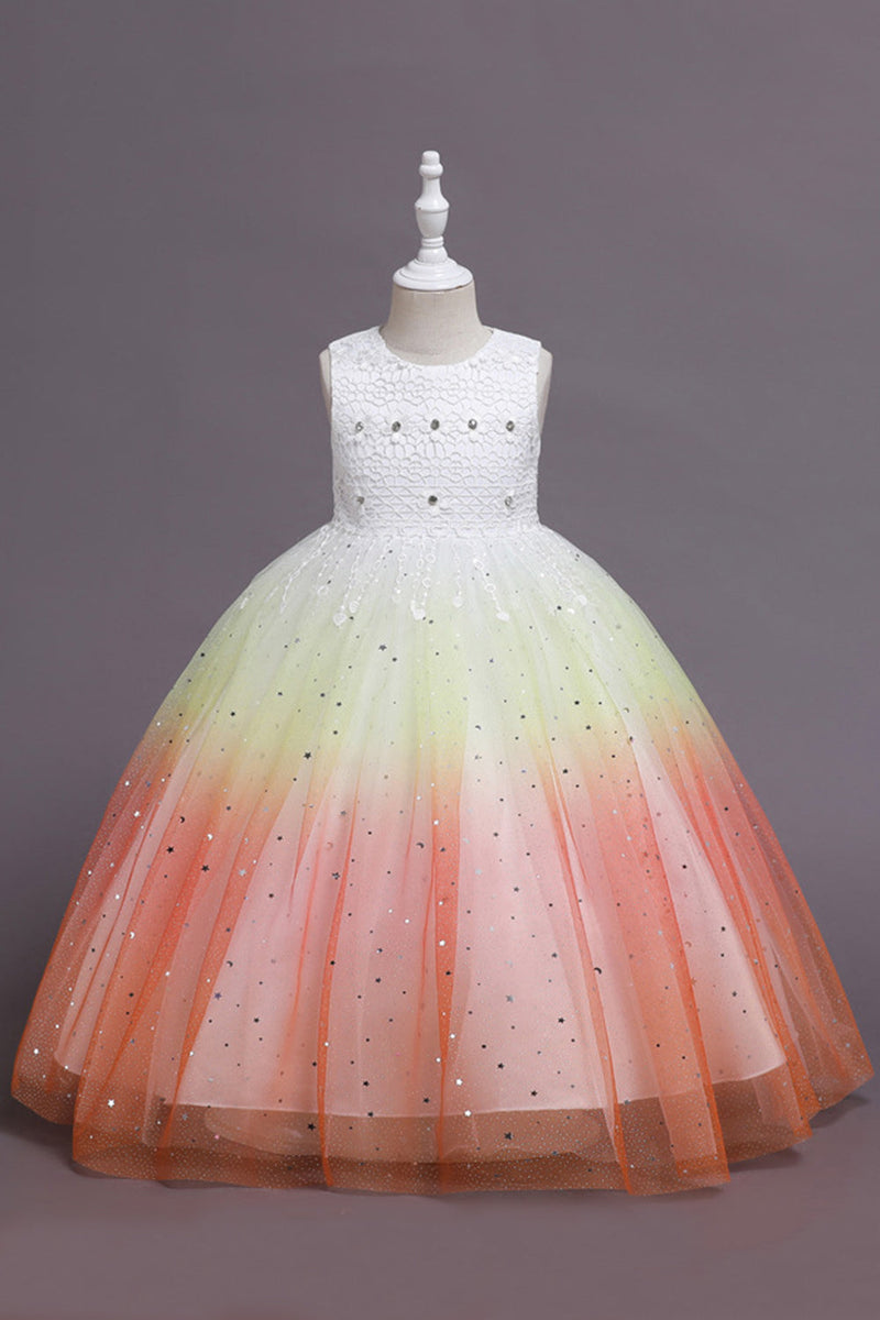Load image into Gallery viewer, Purple Glitter Sleeveless Long Girls&#39; Dress