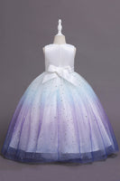 Load image into Gallery viewer, Purple Glitter Sleeveless Long Girls&#39; Dress