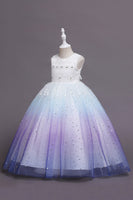 Load image into Gallery viewer, Purple Glitter Sleeveless Long Girls&#39; Dress